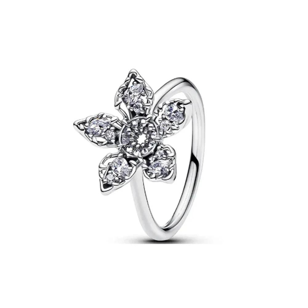 2026 New 925 Silver Eternal Shining Double Row Butterfly Love Heart Crown Ring Fashion DIY Charm Jewelry Exquisite Gift ﻿
