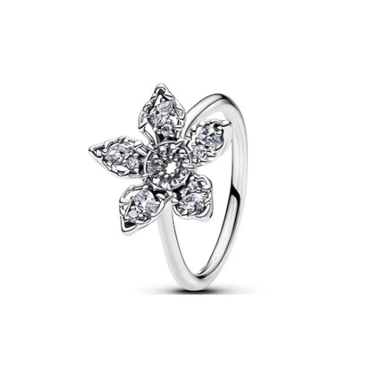 2026 New 925 Silver Eternal Shining Double Row Butterfly Love Heart Crown Ring Fashion DIY Charm Jewelry Exquisite Gift ﻿