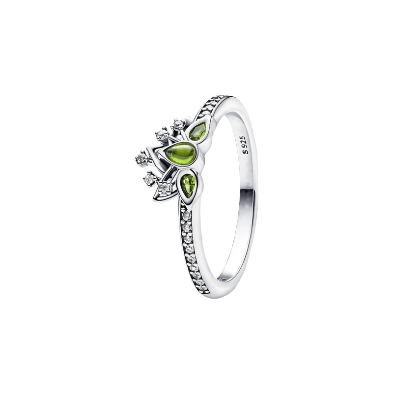 2026 New 925 Silver Eternal Shining Double Row Butterfly Love Heart Crown Ring Fashion DIY Charm Jewelry Exquisite Gift ﻿
