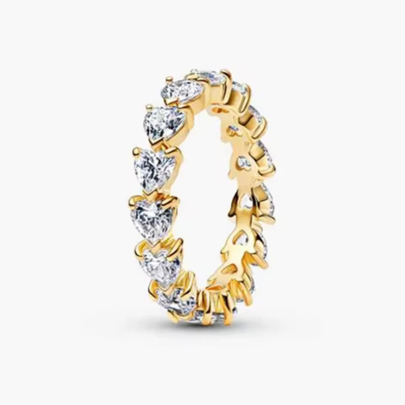 2026 New 925 Silver Eternal Shining Double Row Butterfly Love Heart Crown Ring Fashion DIY Charm Jewelry Exquisite Gift ﻿