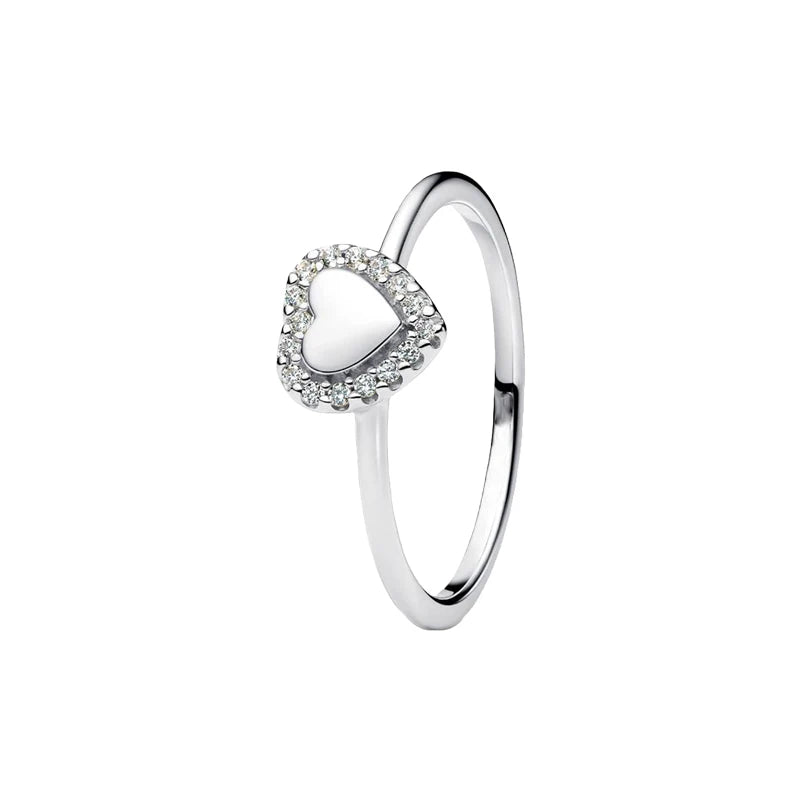 2026 New 925 Silver Eternal Shining Double Row Butterfly Love Heart Crown Ring Fashion DIY Charm Jewelry Exquisite Gift ﻿