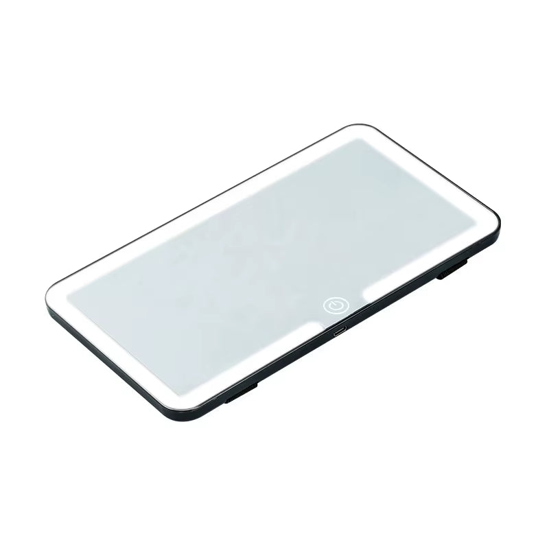 Car Interior Mirrors Sun Visor Plate LED HD Makeup Mirror for Girls Women Rechargeable Fill Light Universal Thin Vanity Mirror