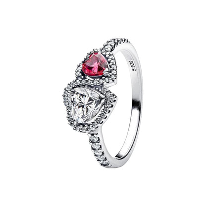 2026 New 925 Silver Eternal Shining Double Row Butterfly Love Heart Crown Ring Fashion DIY Charm Jewelry Exquisite Gift ﻿