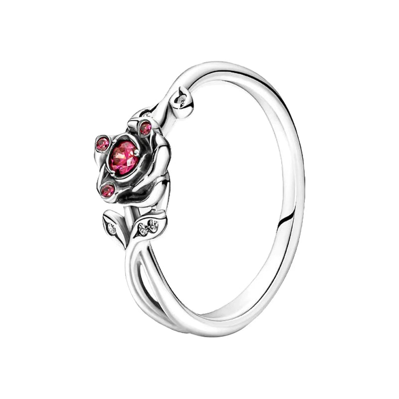 2026 New 925 Silver Eternal Shining Double Row Butterfly Love Heart Crown Ring Fashion DIY Charm Jewelry Exquisite Gift ﻿